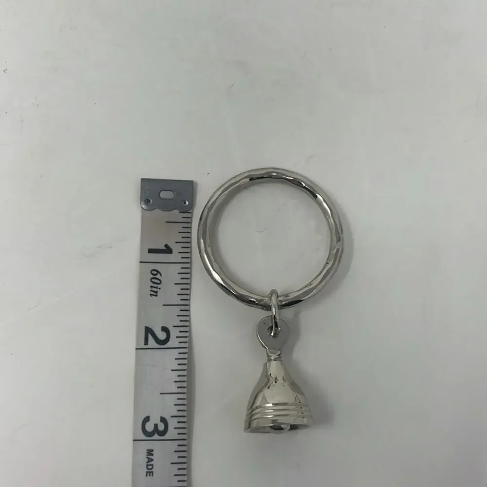 Rare Vintage Crate & Barrel Christmas Silver Bell Napkin Rings - Set of 4